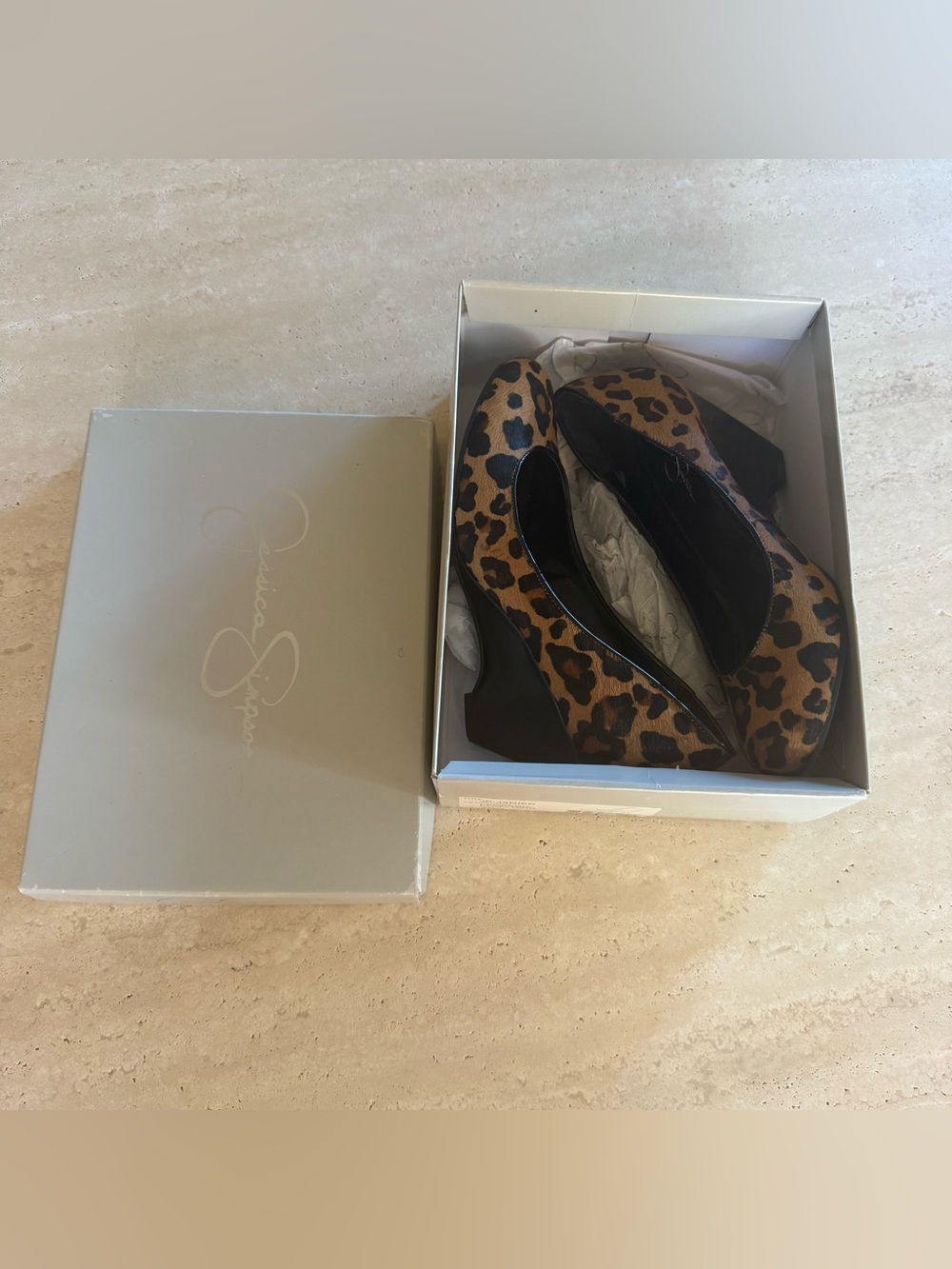 Jessica Simpson JanieP leopard pony hair heels size 8.5